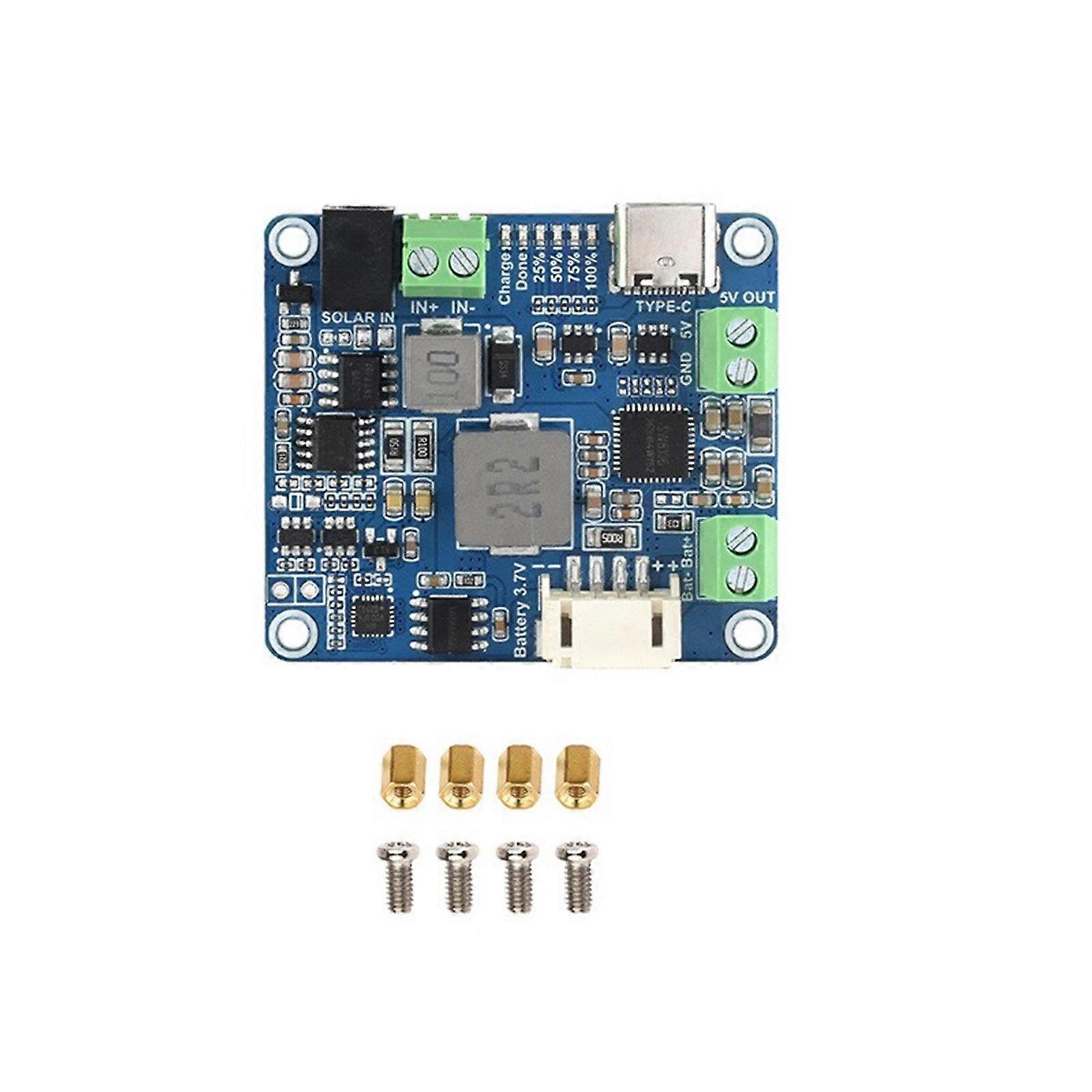 Solar Power Manage Module Supports 6V~24V Solar Panel and TypeC Power Adapters, 5V/3A Regulated Output Multicolor
