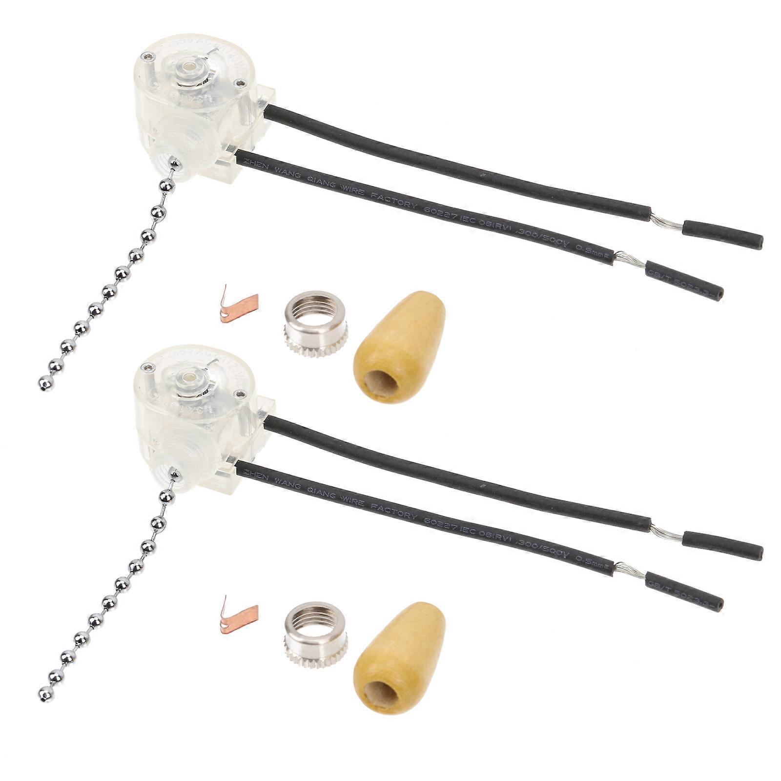 Metal and Wood Pullswitch Lamp Accessory for Easy Lamp Control 2Pcs