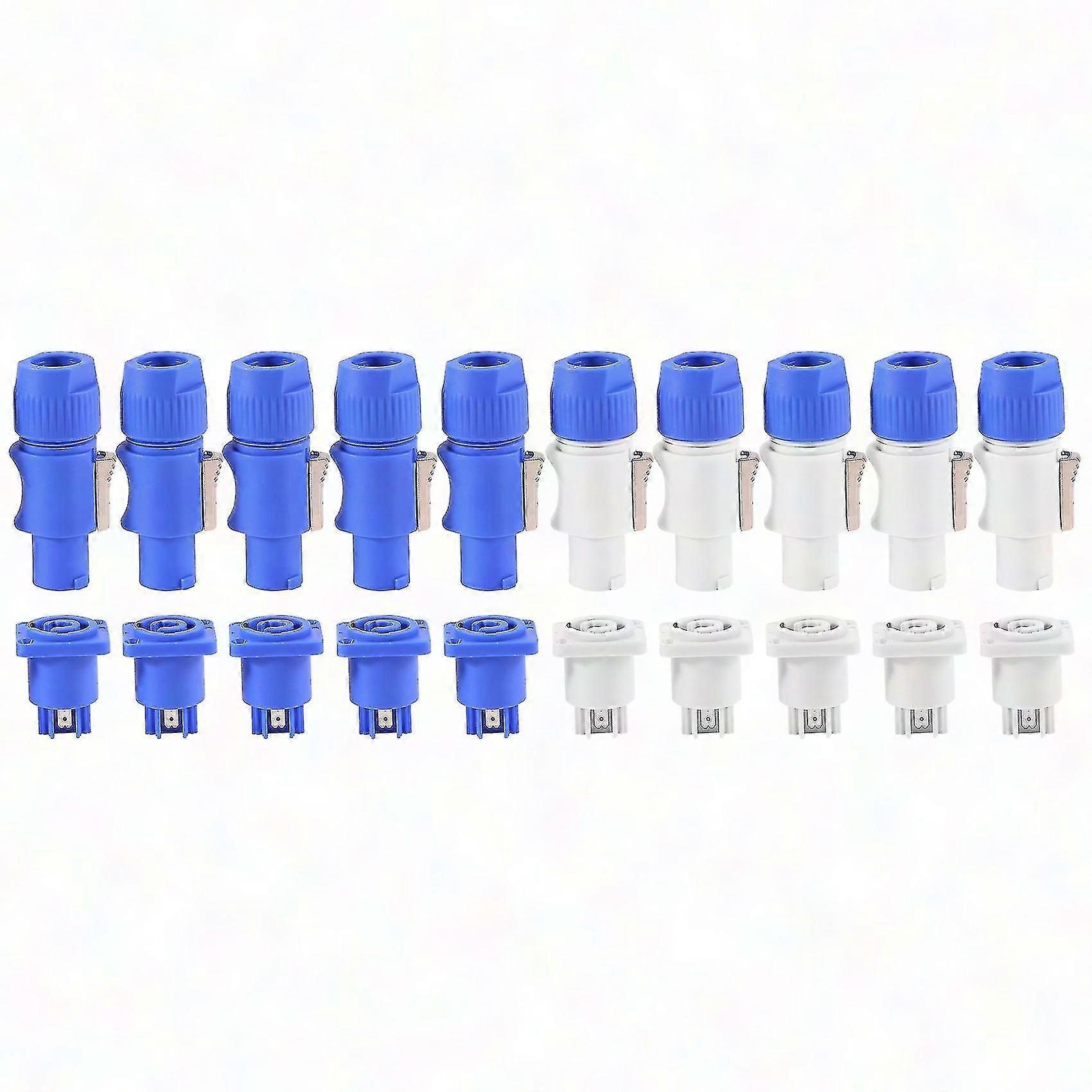 10-Pack Powercon Type A NAC3FCA+NAC3MPA-1 Chassis Plug Panel Adapter Set