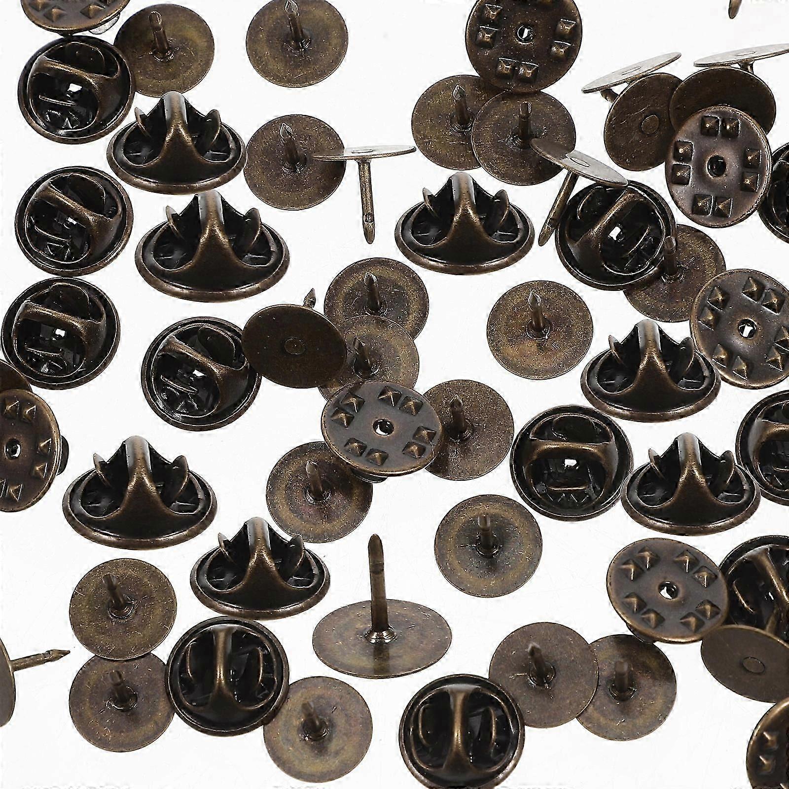 Lapel Pin Backs Locking Pin Backs for Crafts 100Sets Dark Brown