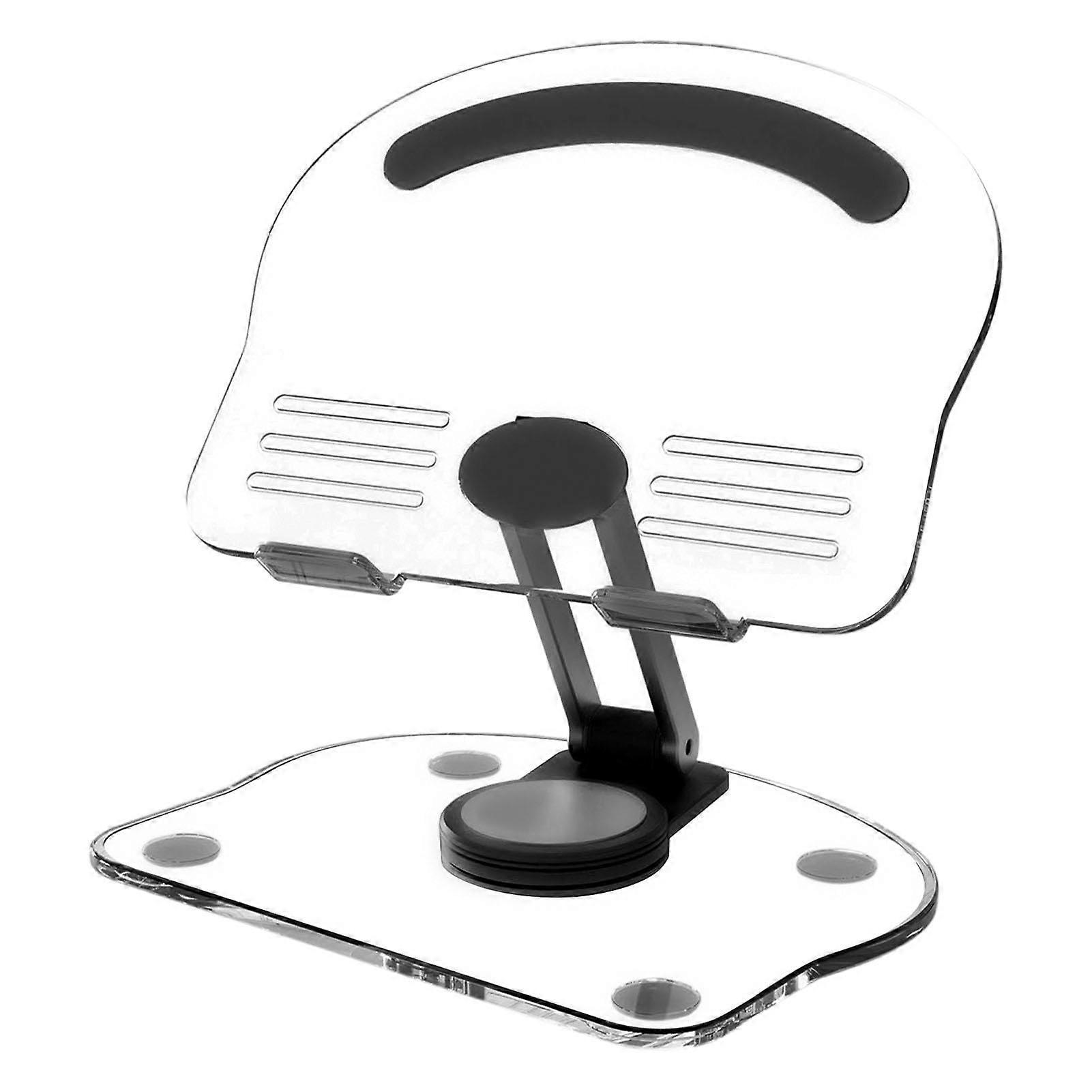 Foldable Clear Acrylic Tablet Stand with Adjustable Viewing Angles, Stable Base for Desk or Streaming
