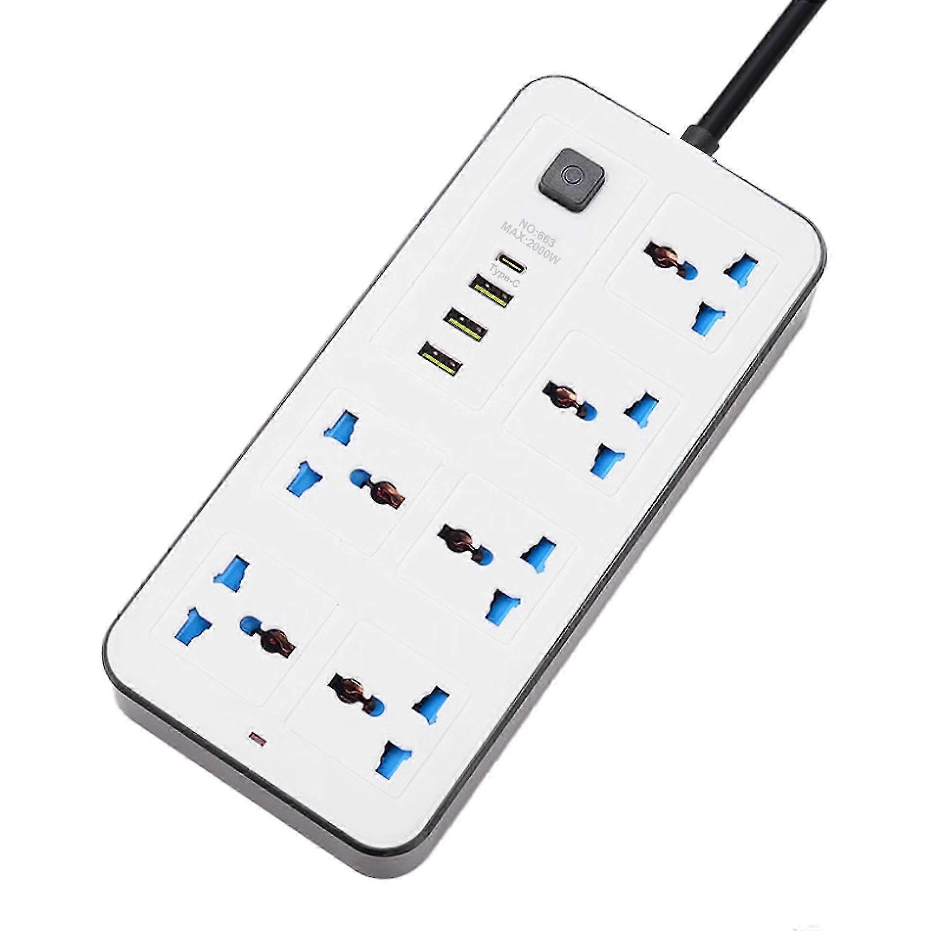 EU Power Strip 1.8M 6 Socket USB-C