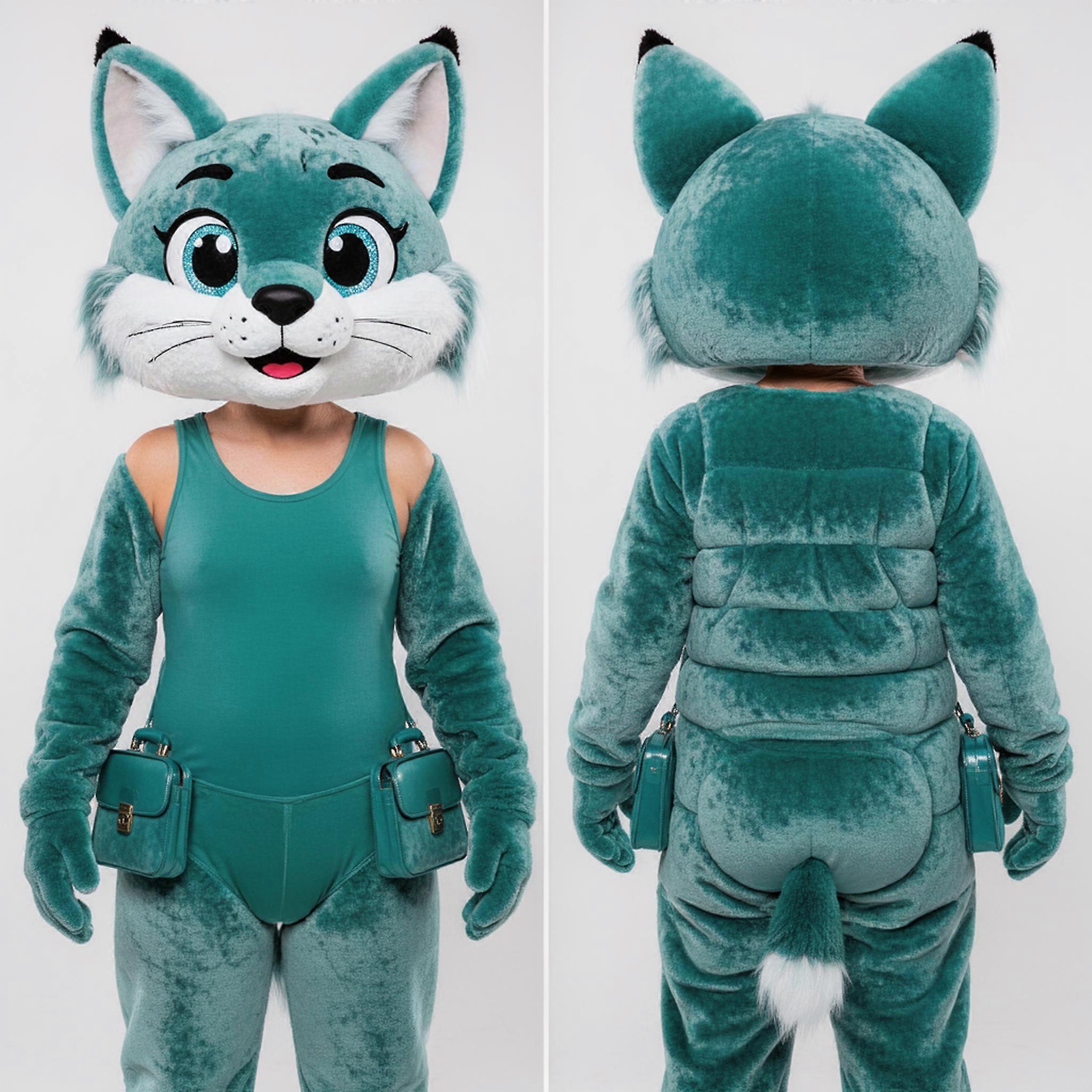 MASTICOT Teal Cartoon Lynx Mascot