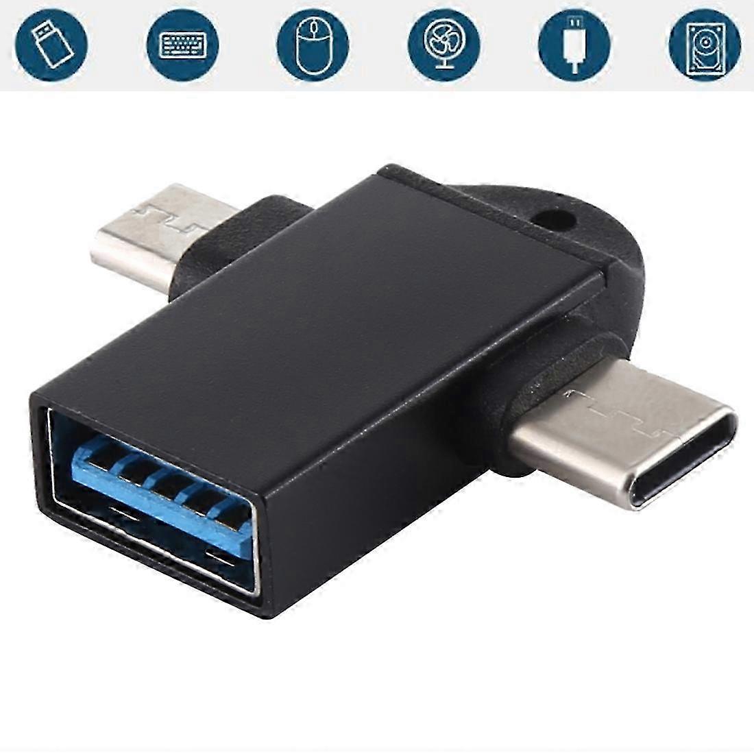 USB-C + Micro USB OTG Adapter