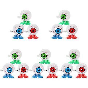 15Pack Halloween Wind Up Eyeball Toys for Kids Ages 4–8, Mini Walking Jumping Party Favor Set