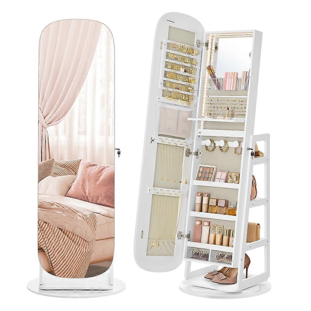 Rounded Wide Full-Length Mirror with Storage Shelves 22"D