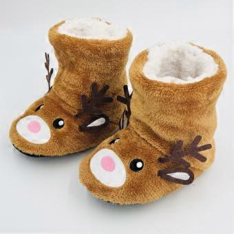 Kids Hi-Top Slouch Dinosaur Slipper Socks, Warm Thickened Ankle Boots with Plush Lining, Cushioned Non-Slip Indoor House Shoes for Baby Child Unisex