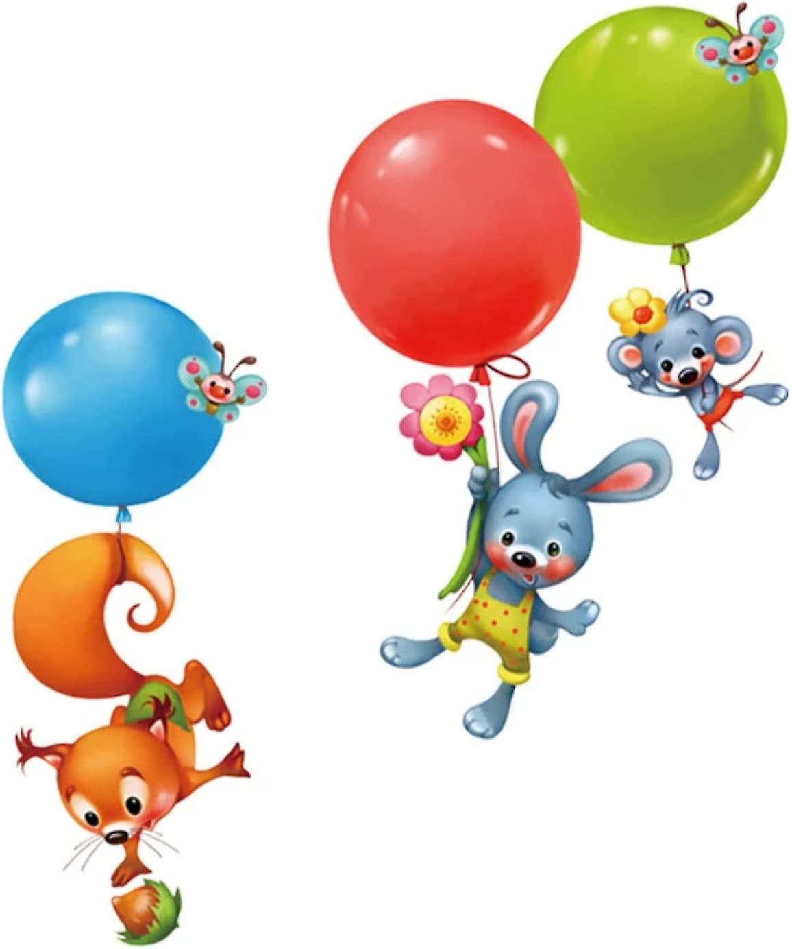 الكرتون الحيوان الجدار ملصق السنجاب الأرنب بالون الفن غرفة الأطفال غرفة الأطفال الحضانة الديكور ديكور المنزل ملصقات - -