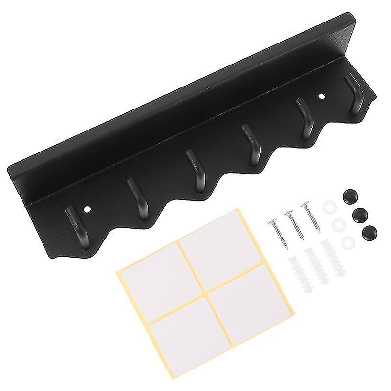 24.5X5.2x4cm Black Utility Hooks 1 Set Iron Wall Hook Storage Rack Cloth Hat Key Hanger Nail-free Wa
