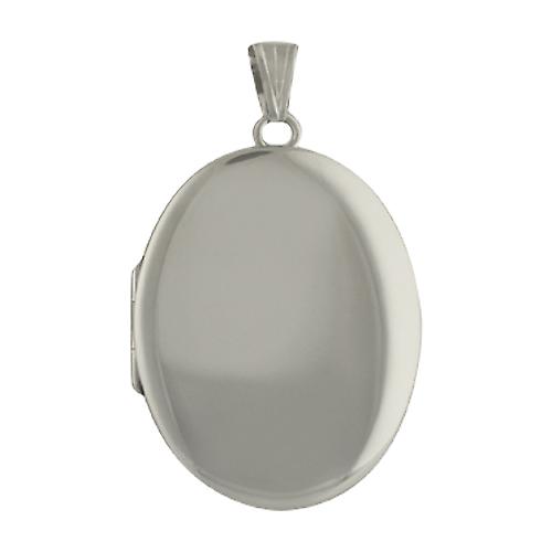 9ct White Gold 35x26mm plain oval Locket