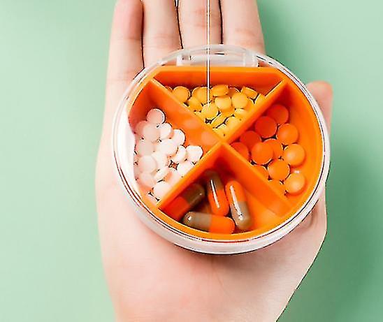 Pill Organizer With Pill Cutter, 4 Times A Day Portable Pill Box