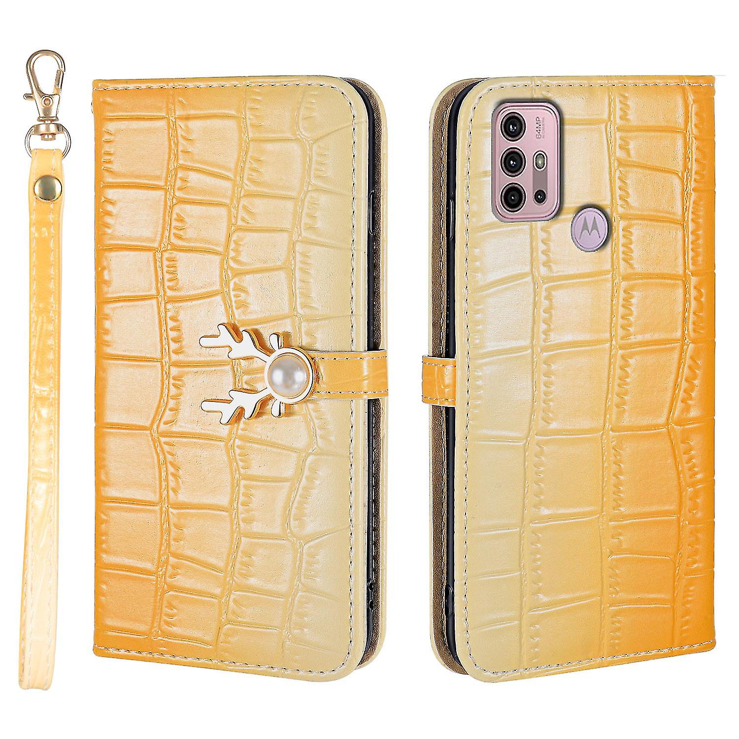 Elk Pattern Phone Case For Moto G10 G30 With Card Holder, Lanyard, Pu Leather Material, Wallet Function, Corner Fall Protection