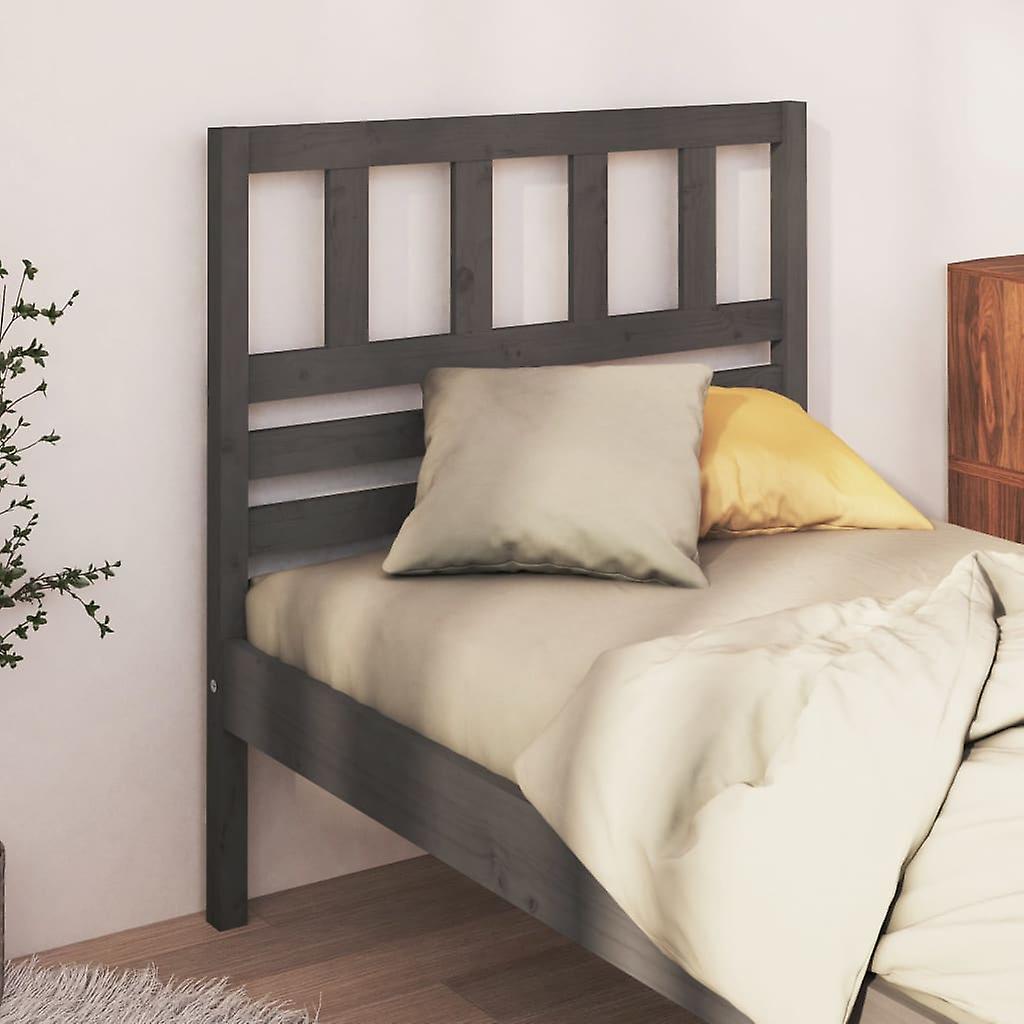 Headboard Grey 81x4x100 cm Solid Pine Wood
