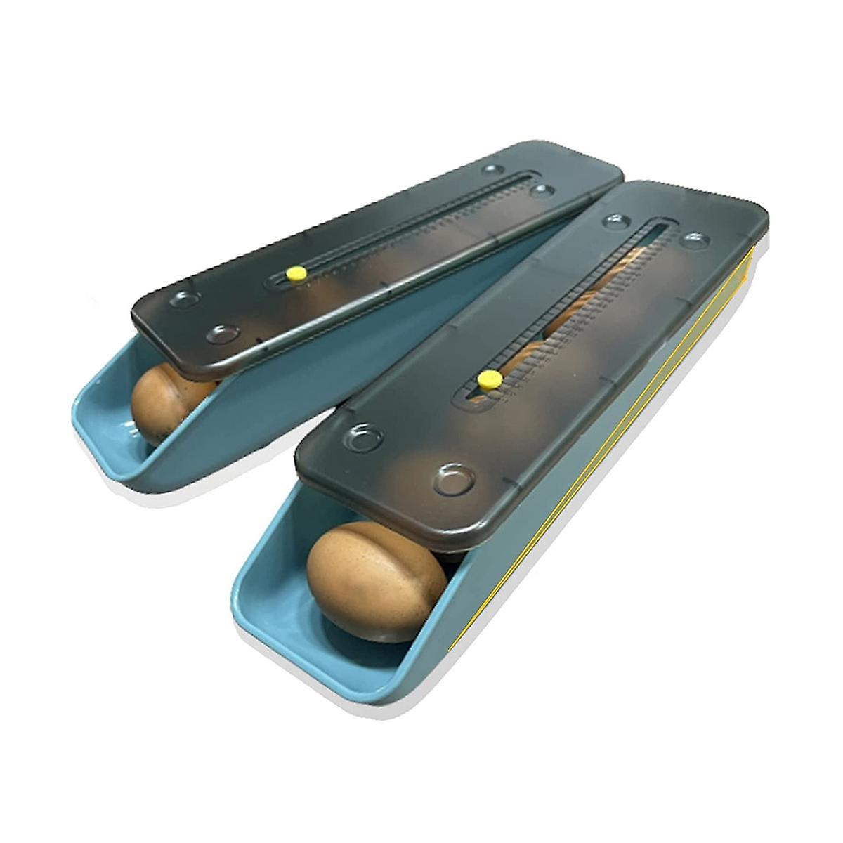 Egg Box for Refrigerator Automatic Rolling with Date Reminder, Egg Holder Storage Box Drawer, Stora