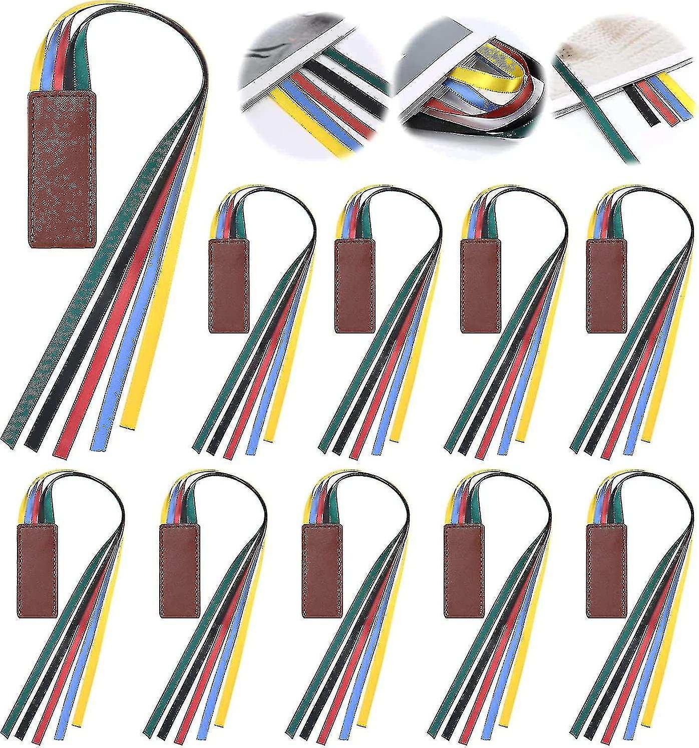 10pcs Ribbon Bookmarks Artificial Leather Bookmarks