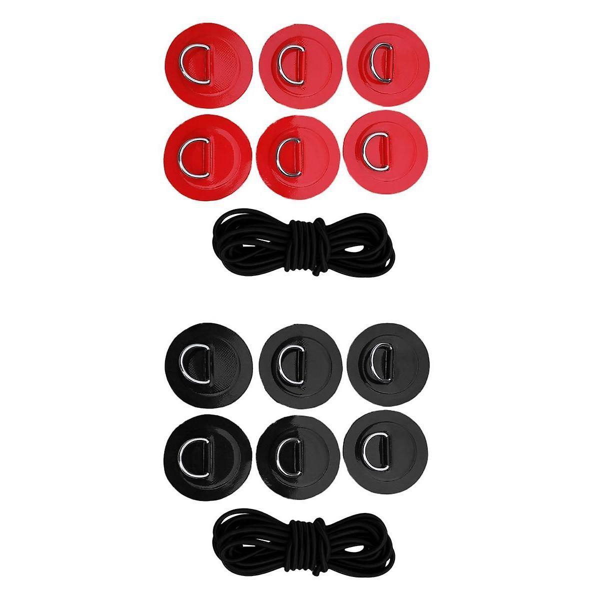 12x D-ring Pad Patch & 2x Elastic Bungee Rope for Inflatable Kayak Boat
