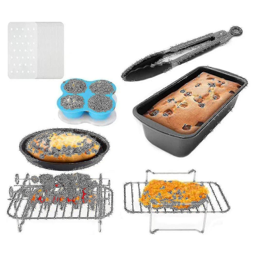 Fryer Accessories For Ninja Dz201/dz401 Basket, With Cake Pan, Pizza Pan, Multi-layer Rack, Skewer