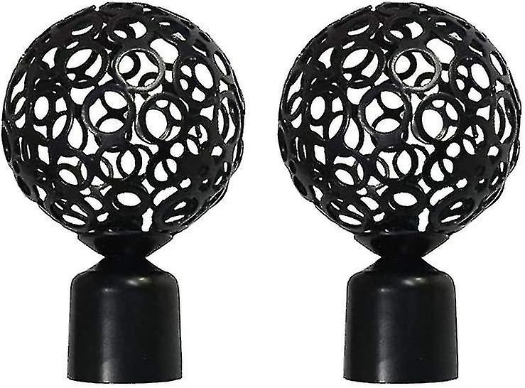 Curtain Drapery Rod End Metal Diy Craft Art Ends Rod Head For 22 Mm Internal Diameter Rods (black2pc