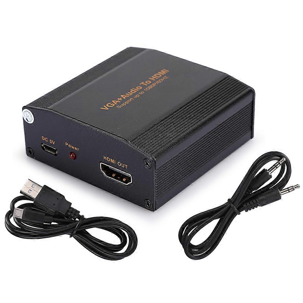 Portable VGA to HDMI 1080P Converter Adapter - No Drivers Needed, Plug and Play