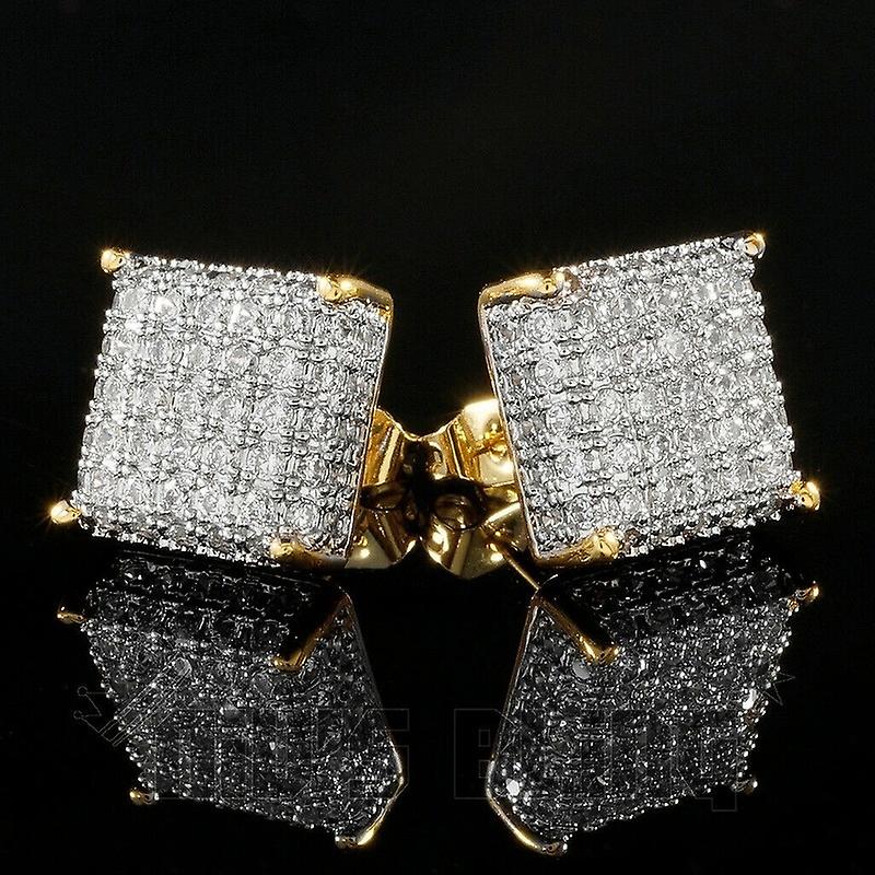 Women earring girl stud ear Drop Hip Hop Square Zircon Men Geometric Micropavé Zircon Faux Stone