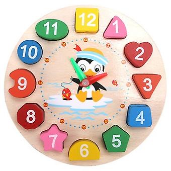 Montessori cartoon animals puzzle wooden classic toys digital clock puzzle educational toys