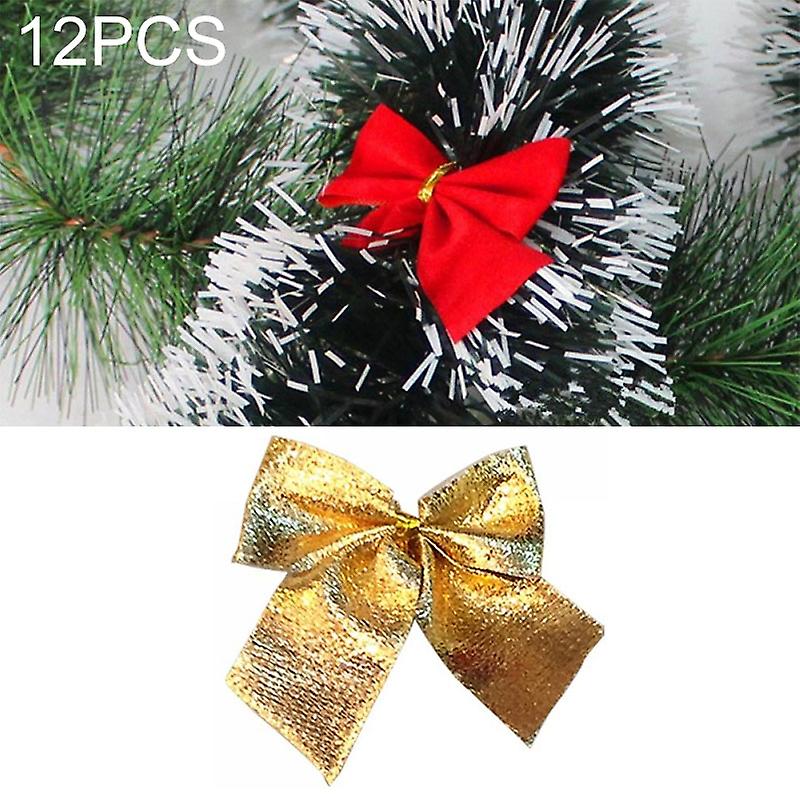 12 PCS Flocked Bow Christmas Tree Decoration