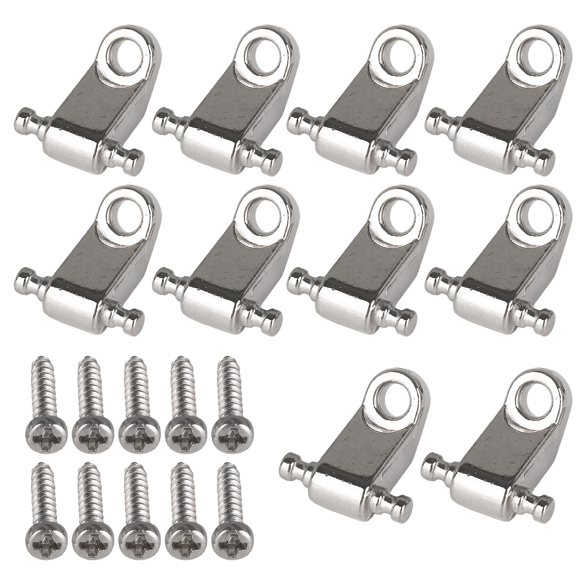10Pcs Silver Guitar Bass Strings Tree 0.43x0.2x0.12inch with 20x Screws