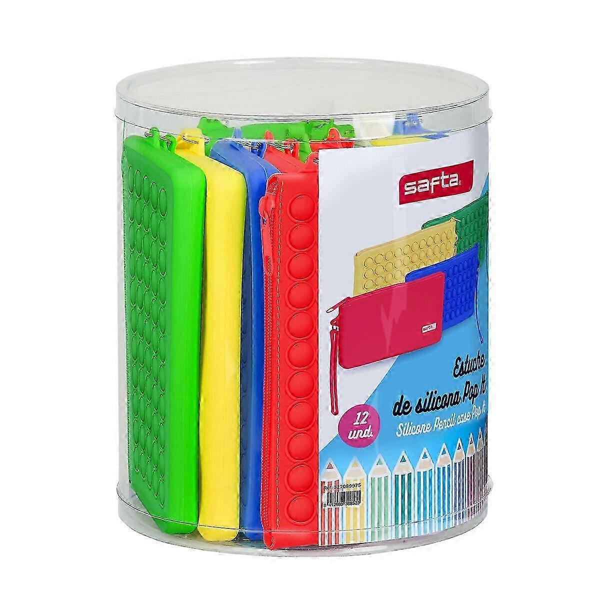 School Case Safta Pop It Flat Multicolour Set (12 Pieces)