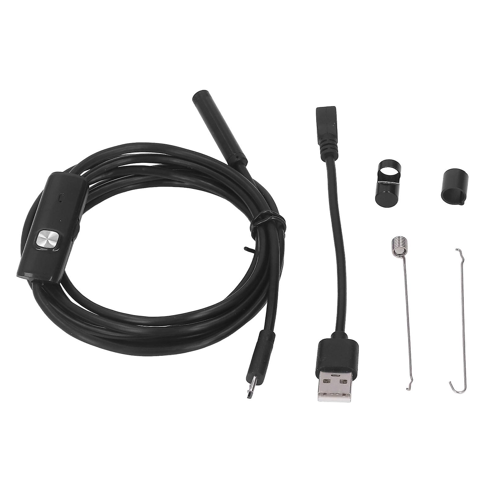 USB Industrial Endoscope with 6 LED Lights 7mm Probe Pipe Inspection Camera IP67 Water Resistant