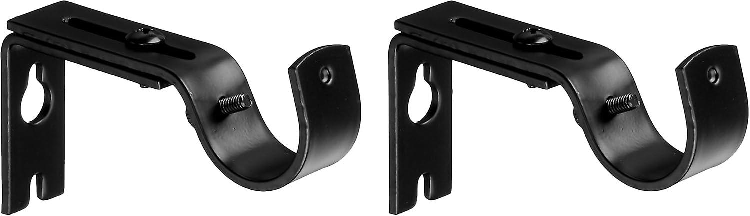 Adjustable Curtain Rod Wall Bracket, Set of 2, Black