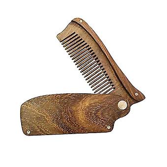 Portable Foldable Wooden Sandalwood Hair Comb with Massage Function