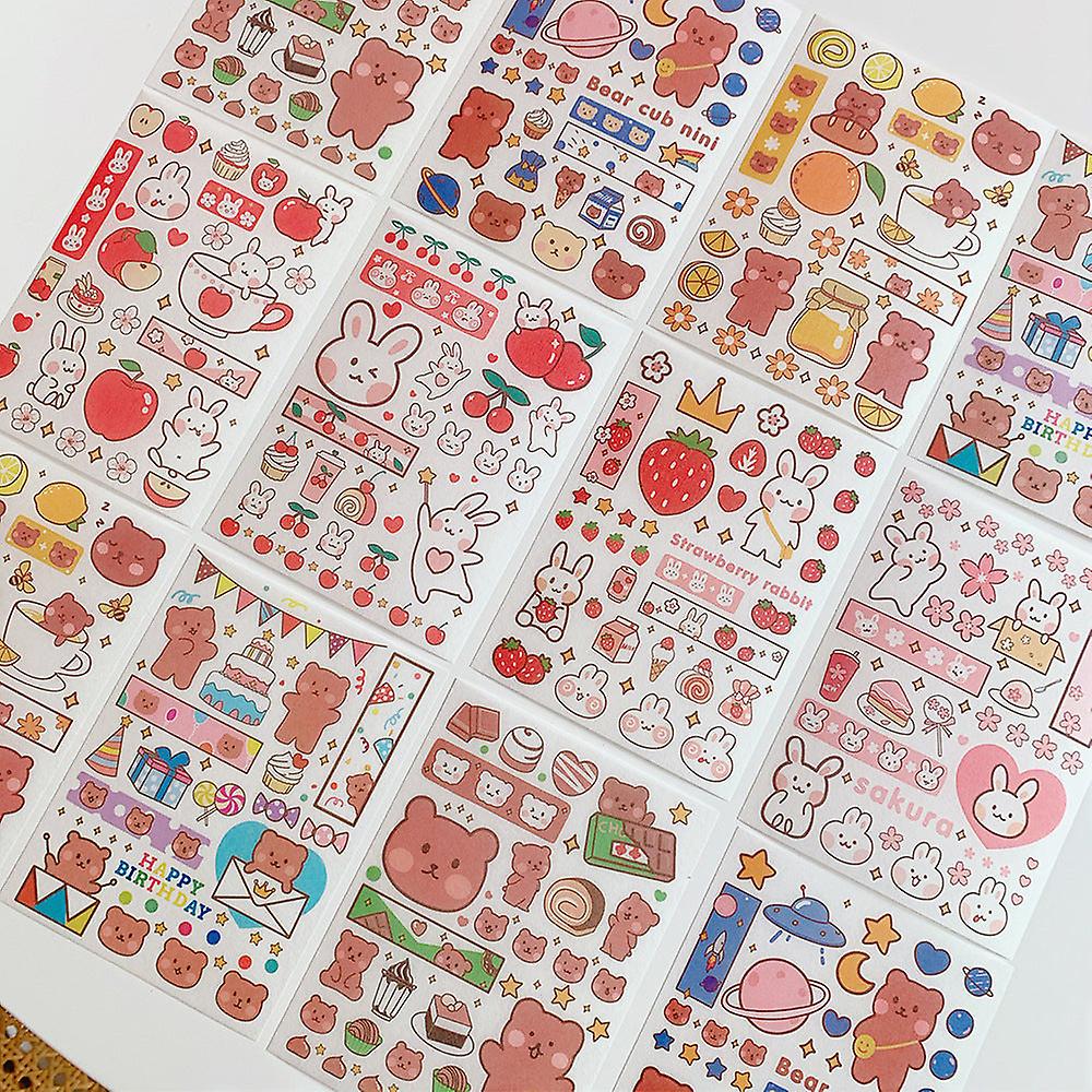 4Pcs Sticker Pack Cute Handbook Journal Korean Ins Cartoon Creative