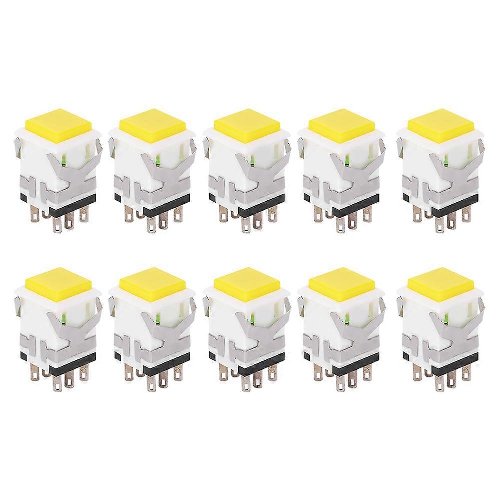 50pcs 6 Pins Precision Stable Reset Push Button Switch, Yellow 5V
