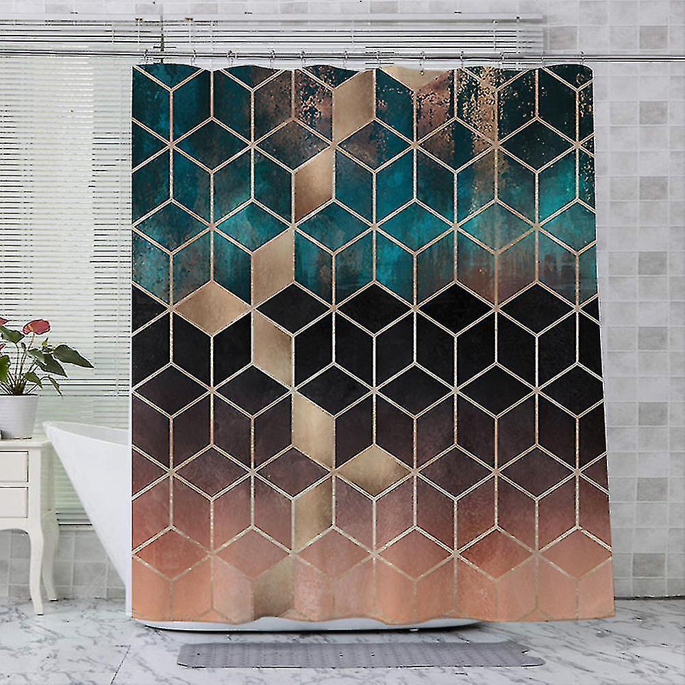 Modern Geometric Bathroom Waterproof Shower Curtain