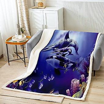 Shark Fleece Throw Blanket Kids Cute Ocean Sea Animal Plush