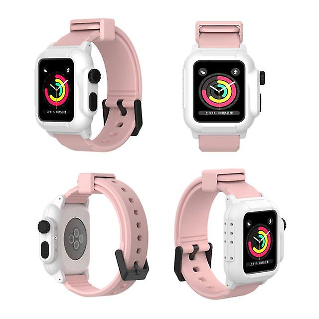 Bracelet de remplacement en silicone pour Apple Watch Series 2/3 42mm - Blanc Rose