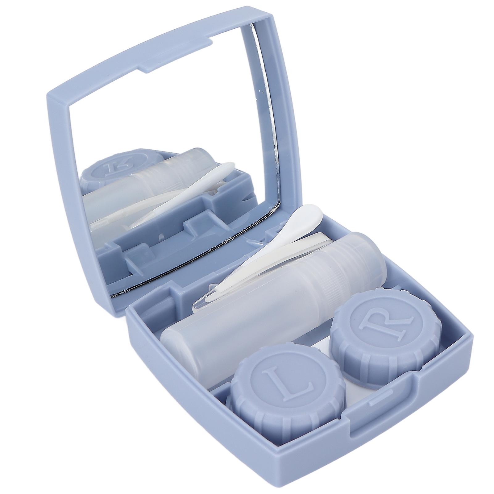 Contact Lens Box, Cosmetic Contact Lens Case for Men and Women, Container with Nursing Liquid Bottle (Blue)