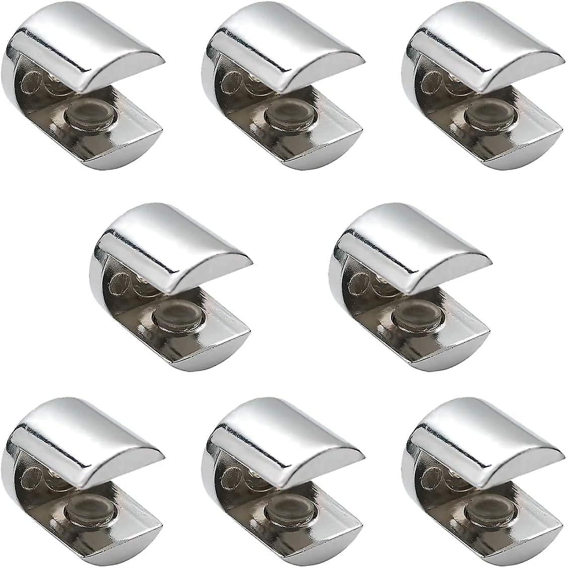 8 Pack Chrome Finish Glass Shelf Brackets with Nails for Kitchen and Cabinets