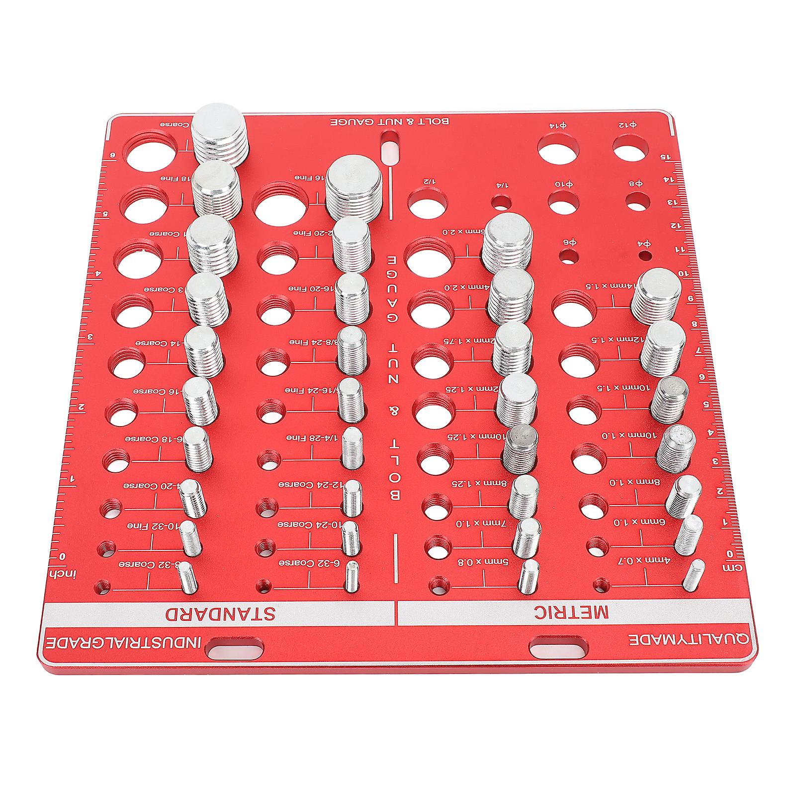 34PCS Screw Nut and Bolt Thread Checker Aluminum Alloy High Accuracy Bolt Nut Measuring Tool Identifier Gauges for Verifying 