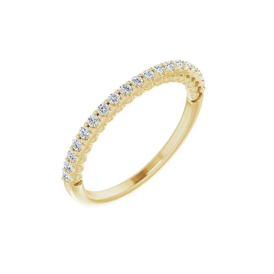 14k Yellow Gold Polished 0.2 Carat Diamond Band Size 7-Band Style Ring for Women and Men - 2.1 Grams
