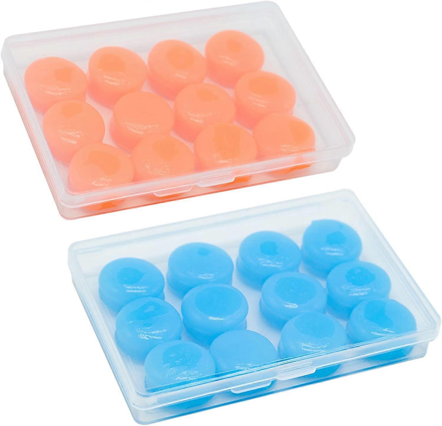 12 pairs of silicone earplugs (blue, orange) for sleep noise reductio