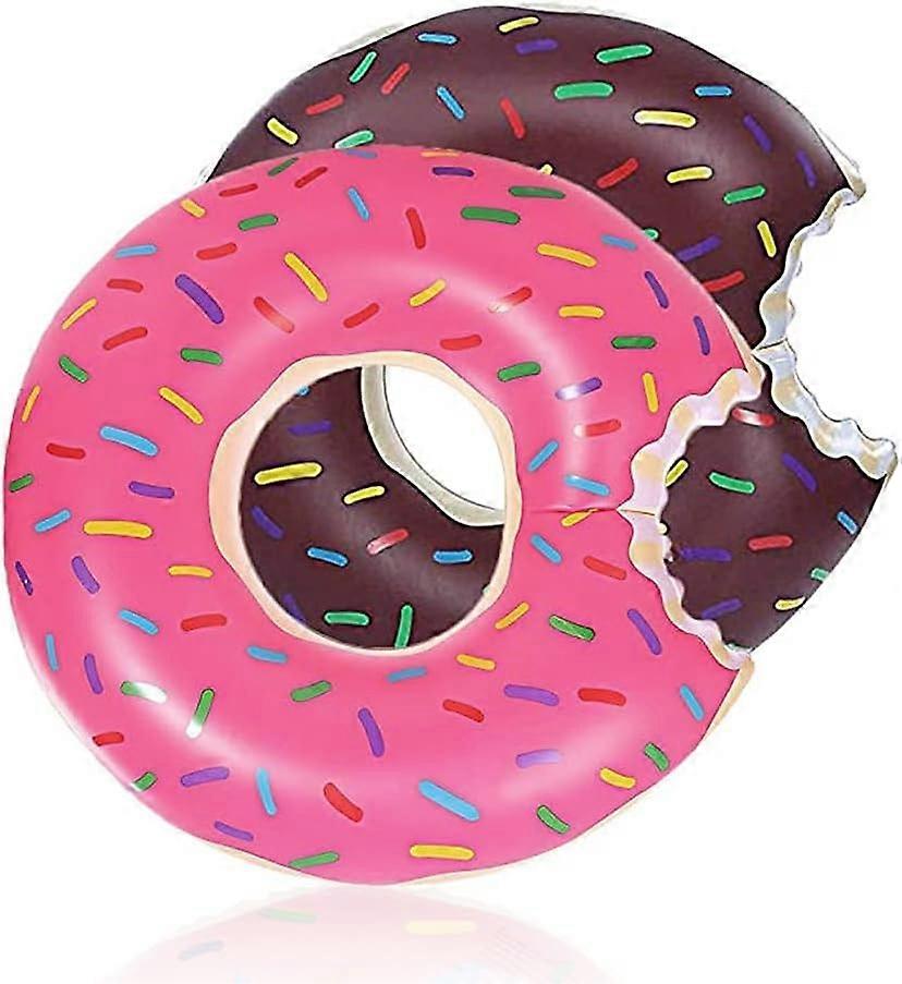 2 Pack, Donut Pool Floater Pool Donut Pool Floater Donut Inflatable Donut Inner Tube Donut Pool Ring Donut Beach Pool, Pink, Coffee
