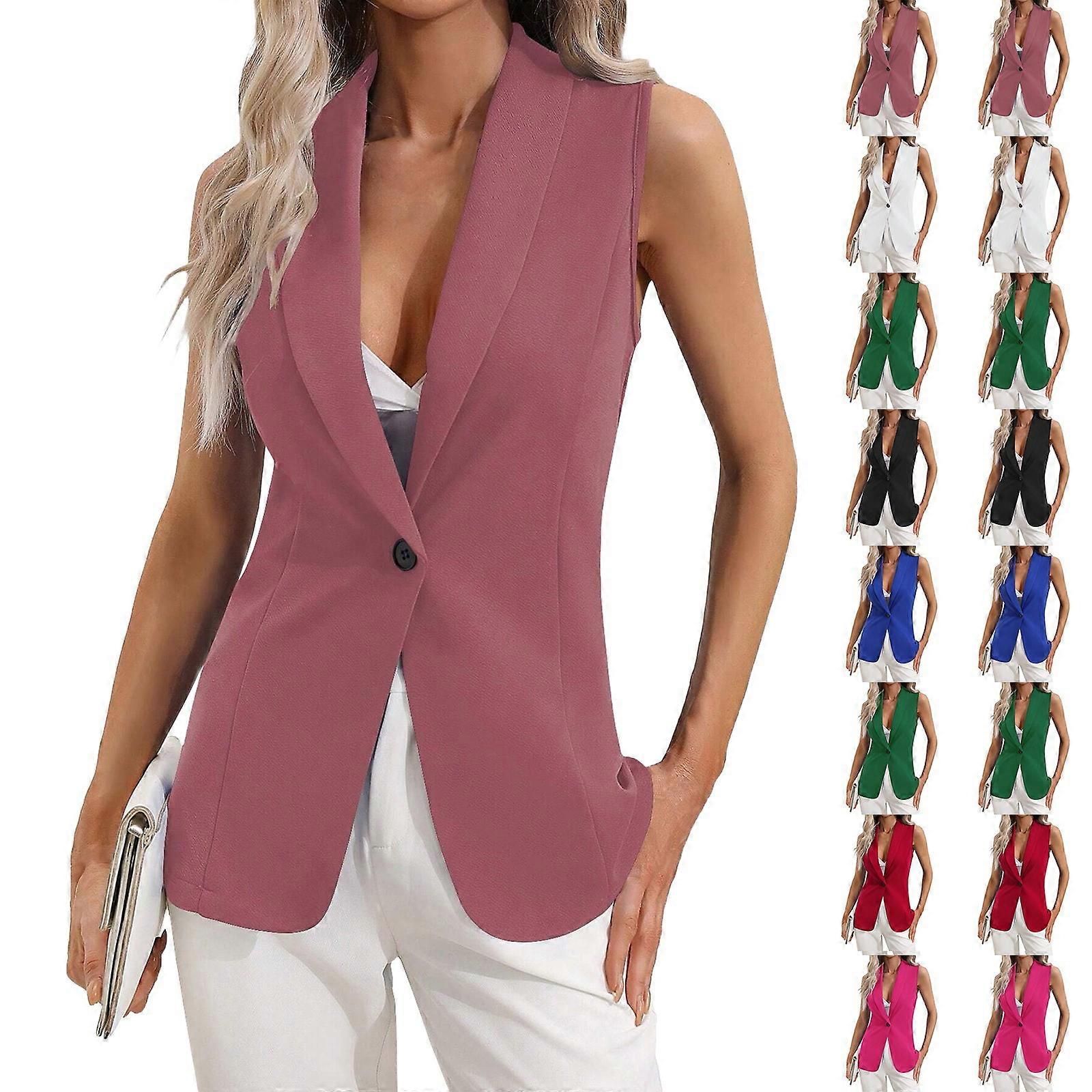 Kobiety Nowe kamizelki marynarkowe Moda Solidne kurtki bez rękawów z pojedynczym guzikiem Dojeżdżanie do pracy Elegancki wykwintny garnitur