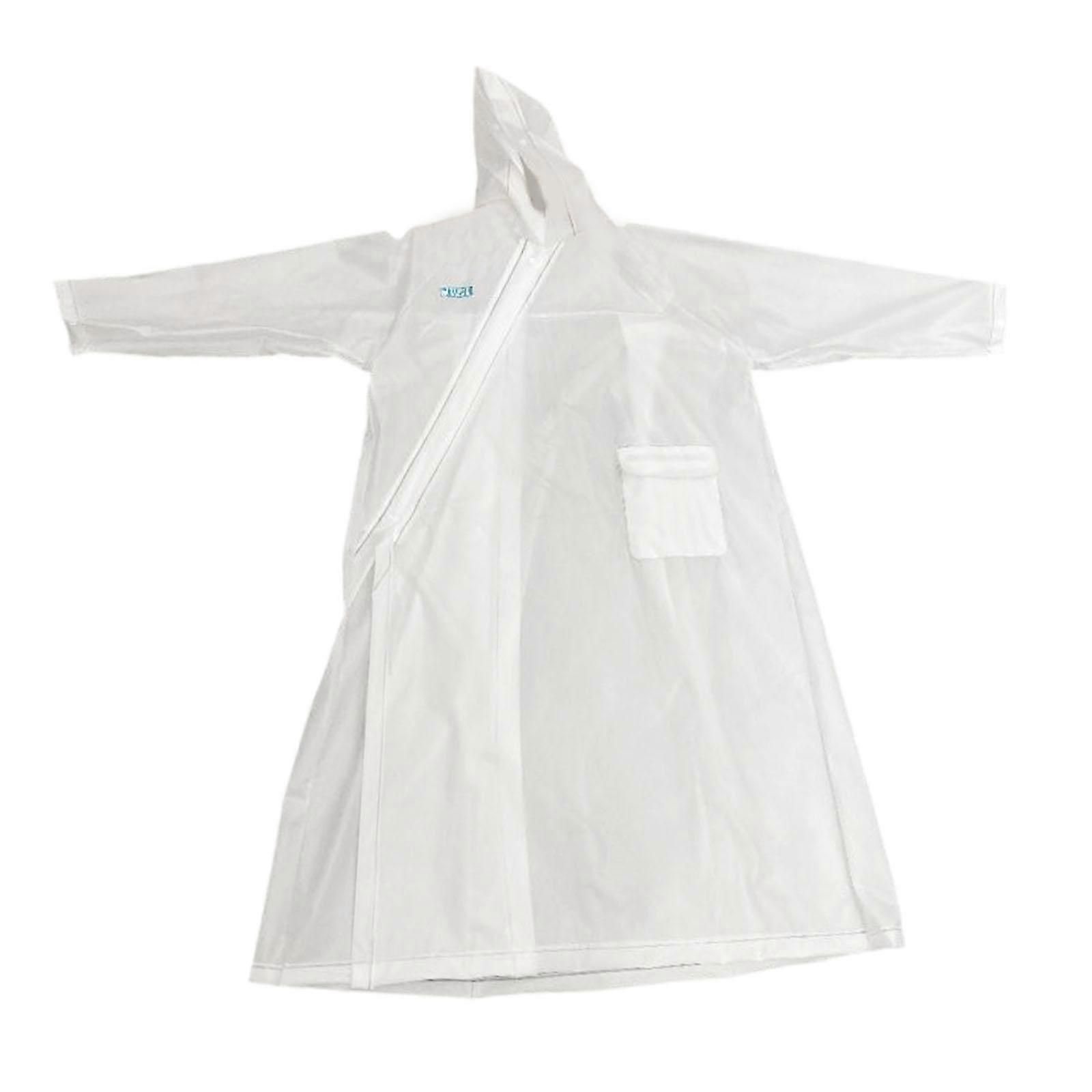 Regenmantel mit Kapuze, wiederverwendbar, modisch, wasserdicht, Poncho zum Radfahren, Angeln für Erwachsene, Weiß, XL