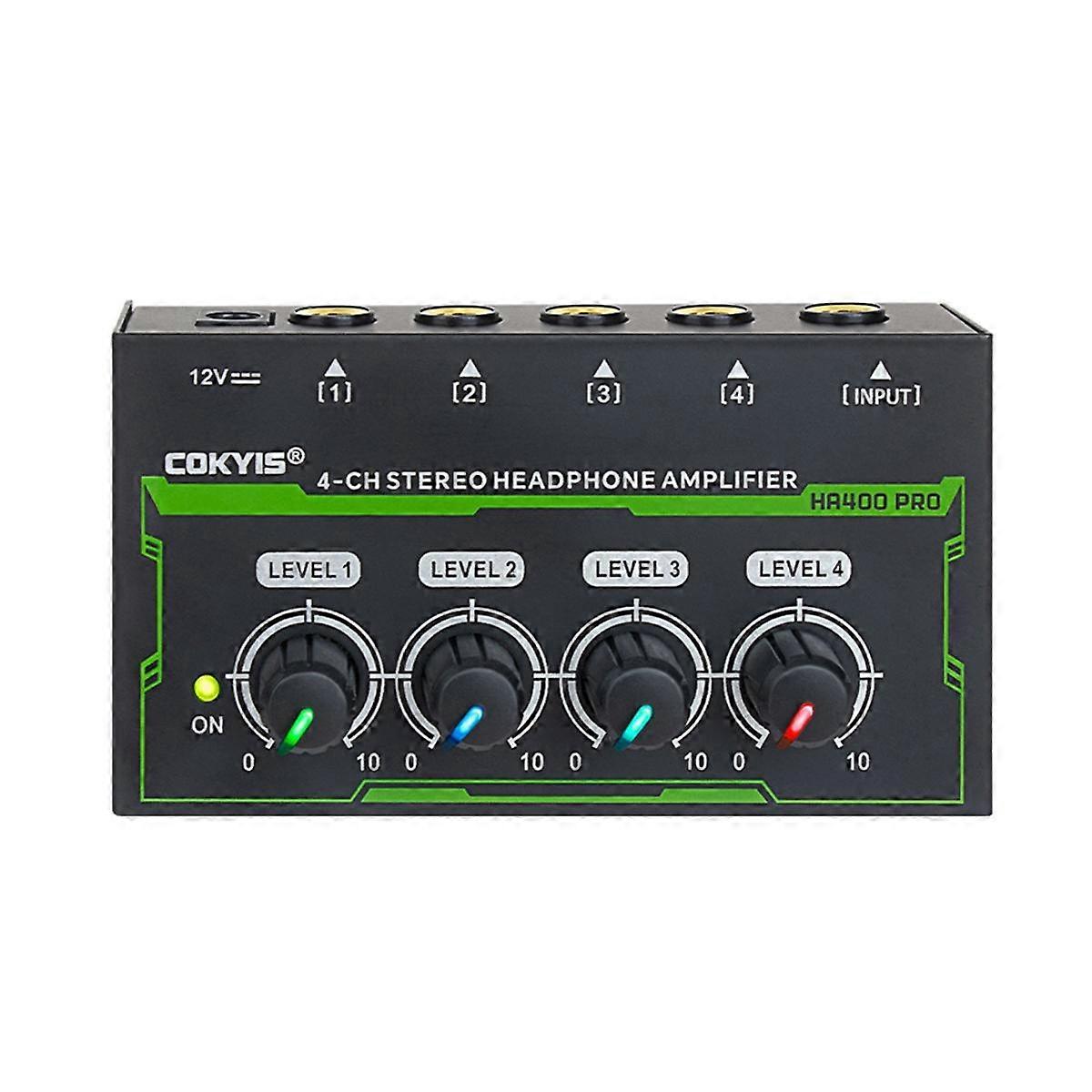 HA400 PRO Audio Amplifier 4 Channels Mini Stereo Headphone Audio Amplifier for Small Clubs Home EU Plug