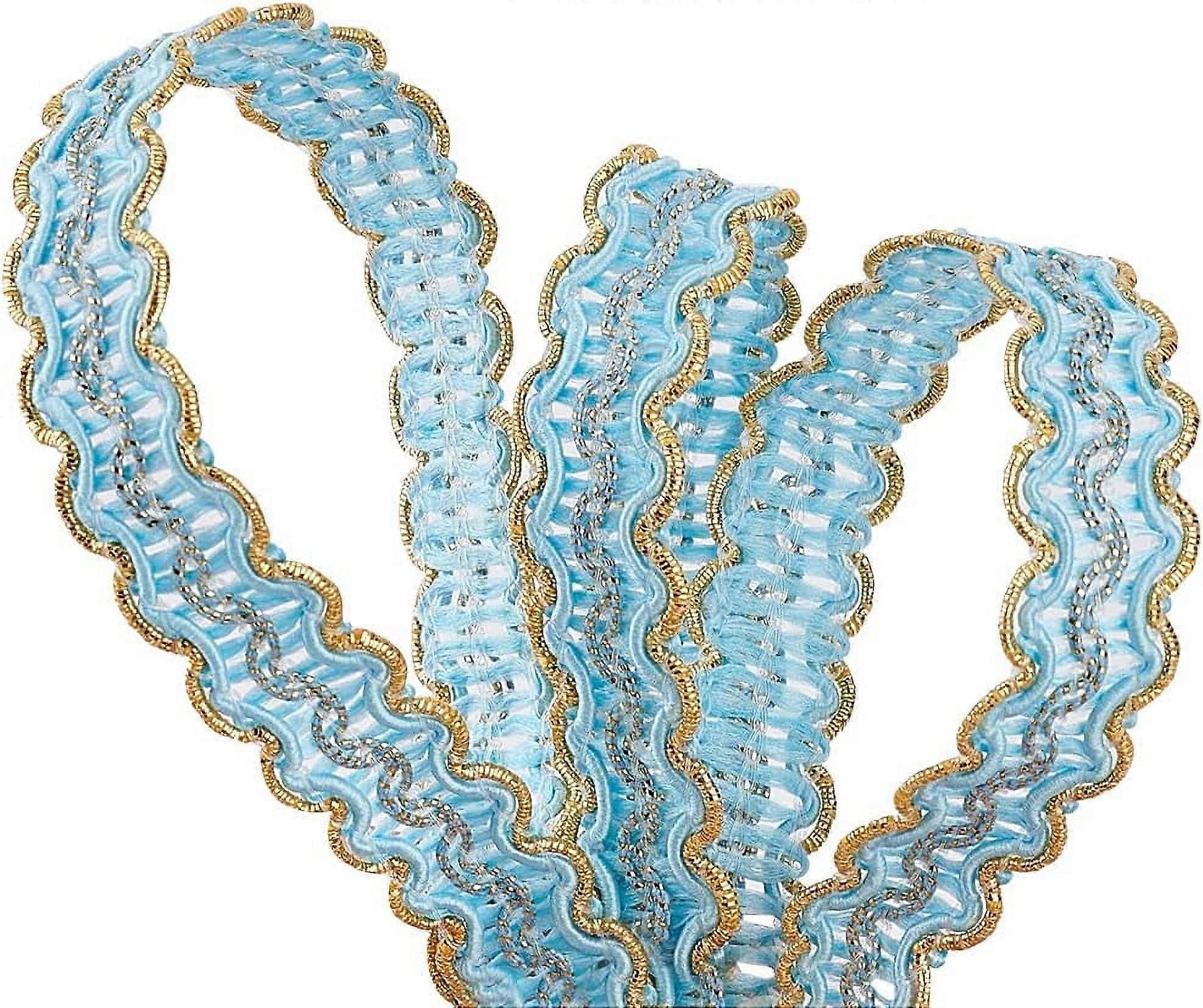 13Yards Gimp Braid Trim Gold Edge Woven Braid Trim 1 2 inch Blue Metallic S Wave Braid Trim Sewing