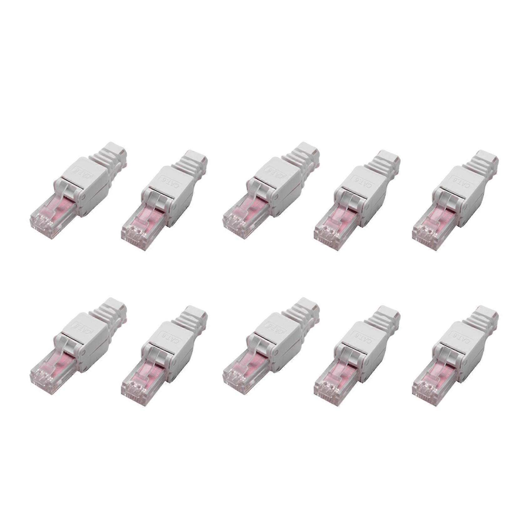 10 x Network Connectors Tool-Free RJ45 CAT6 LAN UTP Cable Plug