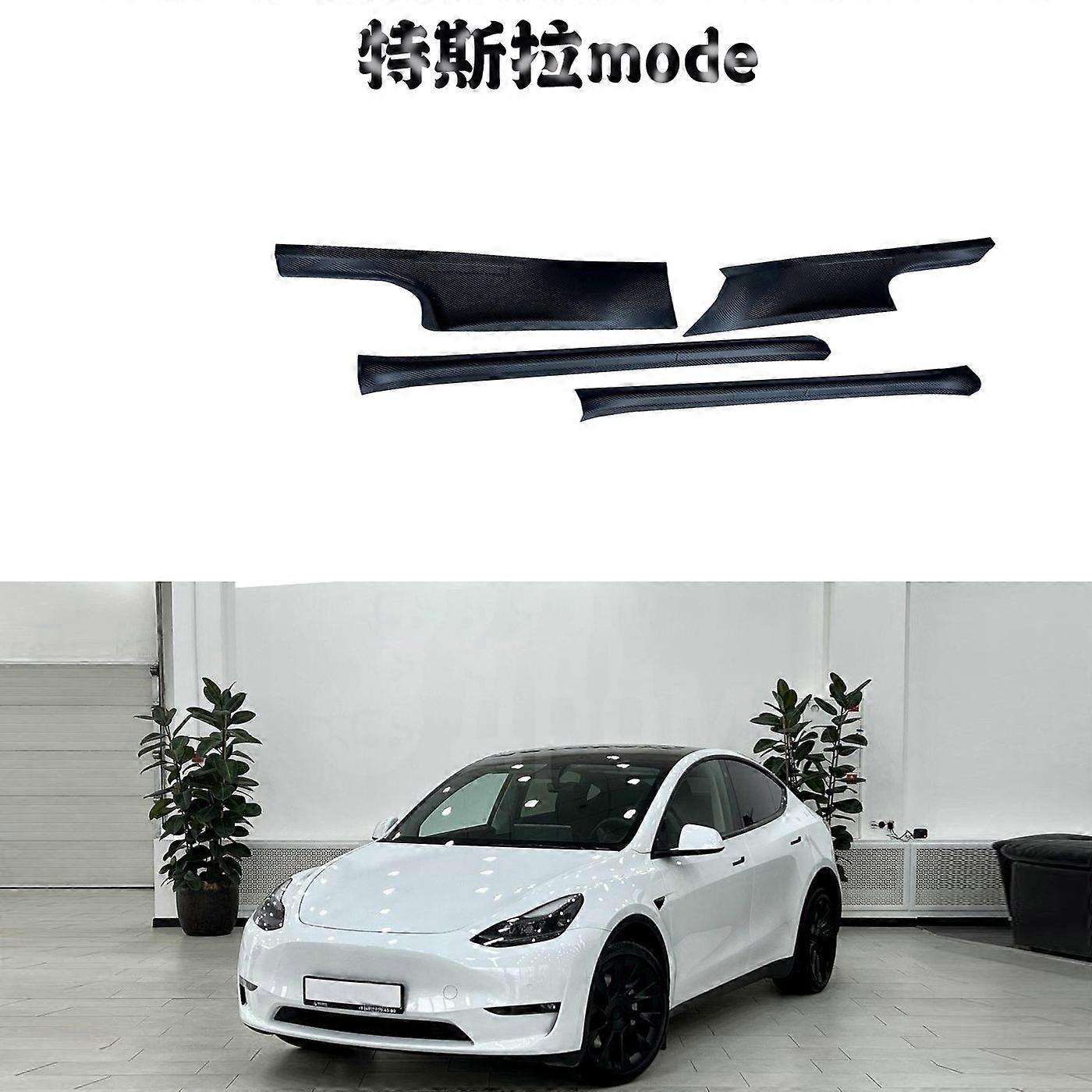 Suitable For Tesla Model Y Carbon Fiber Threshold Bar Carbon Fiber Welcome Pedal Car Modification