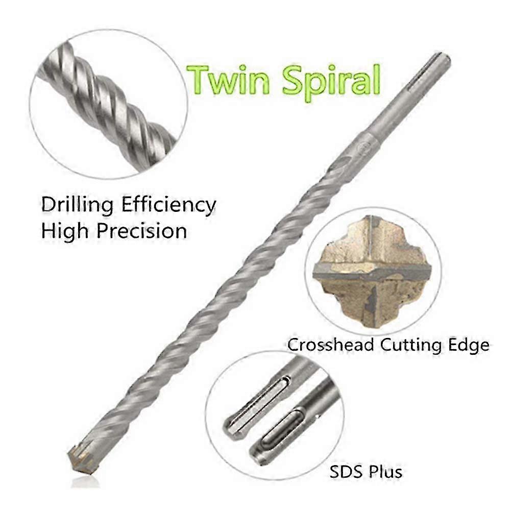 Hammer Drill Bit Carbide 460mm Rotary Impact Drill Bit with 4 Flutes 12mm Diameter Round Shank