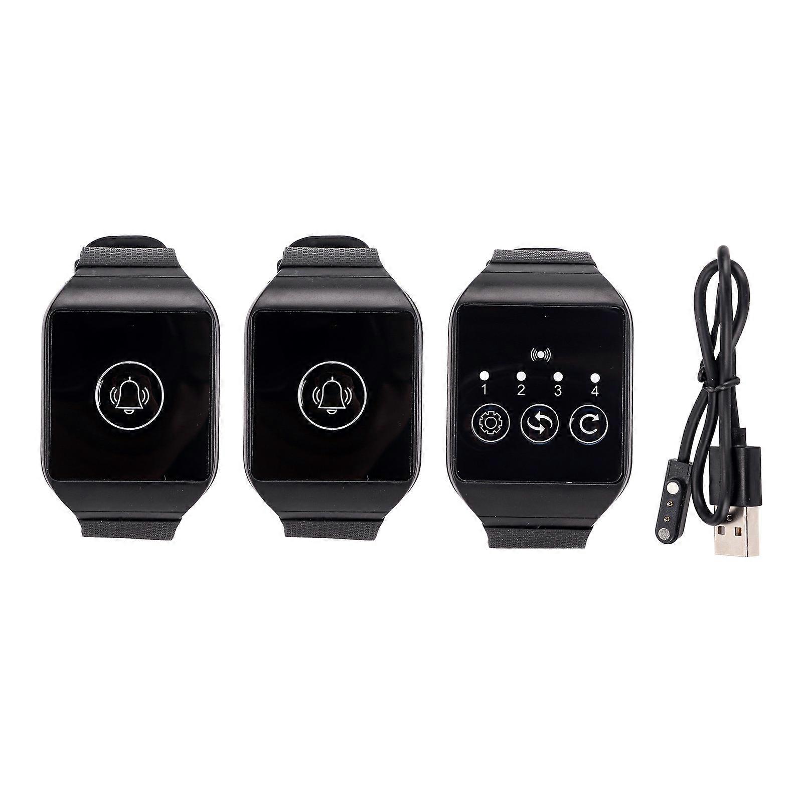 Wireless Wrist Pager Multipurpose IPX7 Waterproof 433.92MHz Watch Pager for Restaurant Paging System 2 for 1